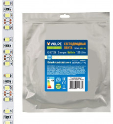 ЭЛЕКТРИКА VOLPE (UL-00004540) ULS-Q330 2835-120LED/m-8mm-IP20-DC12V-9,6W/m-5M-3000K катушка в герметичной упаковке