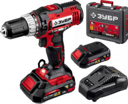 Дрель аккумуляторная ЗУБР ДШУ-185-22 18В, 2 АКБ (2Ач), в кейсе, ударная дрель-шуруповер.