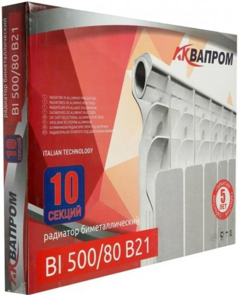 Радиатор АКВАПРОМ BI 500/80 B21 10 секций