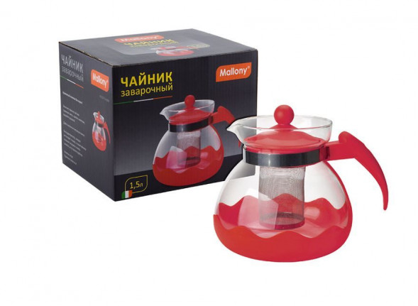 Чайник заварочный MALLONY DECOTTO-1500, объем: 1,5 л, с пластик ручкой, фильтр из нерж стали (910107)