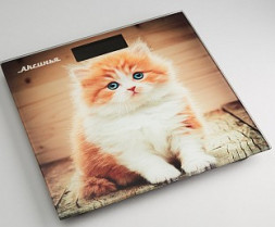 Весы напольные АКСИНЬЯ КС-6000 рыжий кот