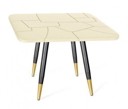 Стол SHEFFILTON SHT-STU14/TТ 83/83 чёрный муар/золото/бежевый металл/пластик (193402)