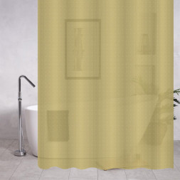 Штора САНАКС 06-11 Штора для ванной комнаты, БЕЖЕВАЯ матовая, рельефная, с кольцами, 180 х180 см, PEVA