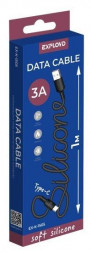 Кабель EXPLOYD (EX-K-1505) USB - TYPE-C/круглый/силикон/чёрный/1М/3A