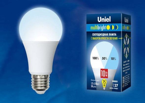 Лампочка UNIEL (UL-00002372) LED-A60-10W/NW/E27/FR/MB PLM11WH