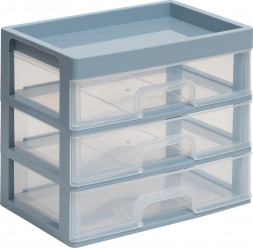 Органайзер VIOLET для мелочей 3 ящика (серо-синий/прозрачный) 340349