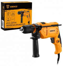 Дрель ударная сетевая DEKO DKID600W с быстрозажимным патроном, 600 Вт, 50 Нм, 3000 об/мин, 44800 уд. 063-4162