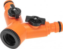 Разветвитеь ЧЕТЫРЕ СЕЗОНА (62-0223) Разветвитель 2-х канальный на кран 1/2 -3/4