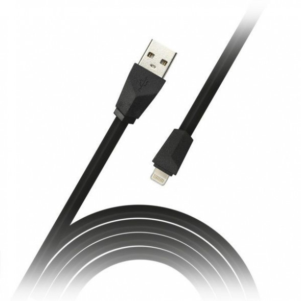 USB кабель SMARTBUY (IK-512R black) USB - 8-PIN для APPLE плоский 1.2м черный