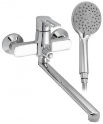 Смеситель для ванны CONSUL 4970 Смеситель в ванную, длинный излив шаровый, с дивектором на корпусе, ручка с прорезью