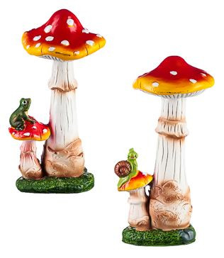 Фигура садовая INBLOOM Фигура садовая &quot;Грибы&quot;, h24-25см, полистоун, 2 дизайна 162-185