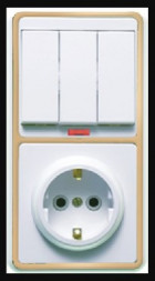 Розетка/выключатеь Кунцево-электро Блок комб,скр,уст,(3кл,выкл,с подсвет,+розетка с з/к) БКВР-054 "З"