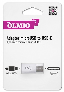 Адаптер OLMIO Переходник microUSB - TYPE-C белый (38770)