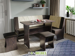 Кухонный уголок BONMEBEL Гамма Кухонный уголок (тип 2) дуб сонома трюфель/шоколад-бежевый (2 кор.)