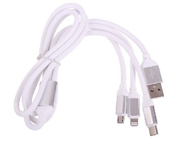 USB кабель SMARTBUY (iK-312 white) 3 в 1 MICROUSB+TYPE-C+8 PIN 1 м