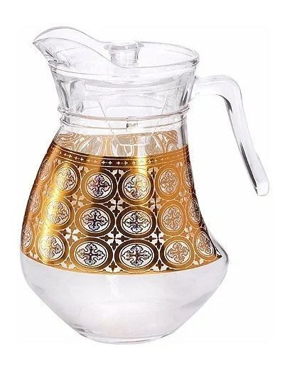 Кувшин с крышкой LORAINE 30703 прозрачный,золотой