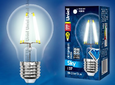 Лампа светодиодная UNIEL (UL-00001372) LED-A60-8W/NW/E27/CL PLS02WH