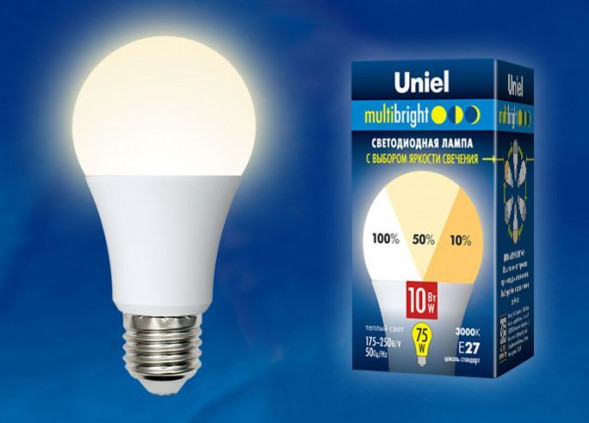 Лампочка UNIEL (UL-00002371) LED-A60-10W/WW/E27/FR/MB PLM11WH