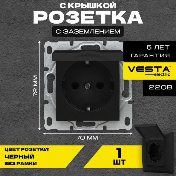 Розетка VESTA-ELECTRIC (FRZ00020108CMT) Roma ,черный