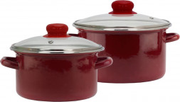 Набор посуды ЭМАЛЬ 9С-202 Вишневый сорбет эмал стекл/кр цил (2 предмета)