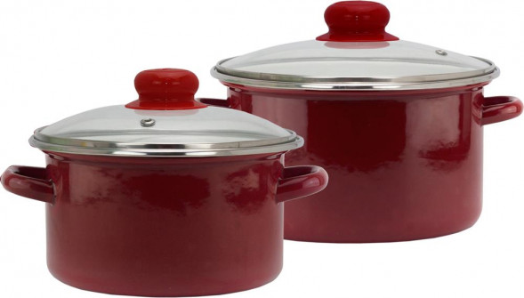 Набор посуды ЭМАЛЬ 9С-202 Вишневый сорбет эмал стекл/кр цил (2 предмета)