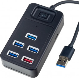 USB разветвитель PERFEO (PF D0808) USB-HUB 1 Port 3.0+4 Port 2.0 (PF-H051 Black) чёрный