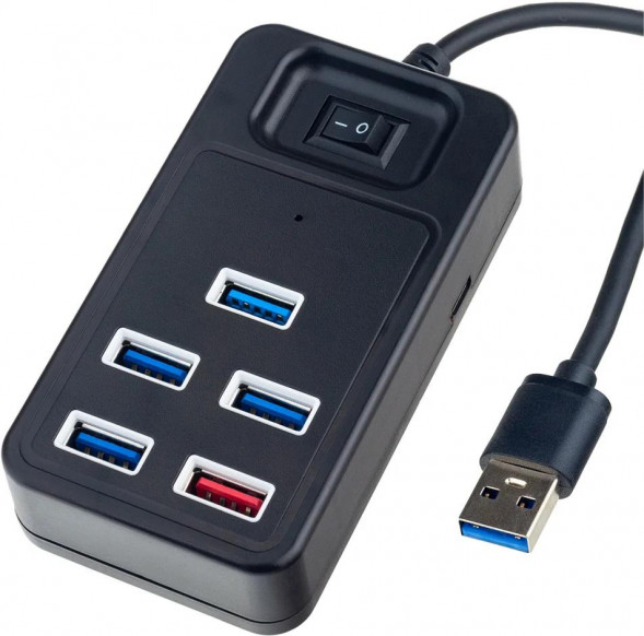 USB разветвитель PERFEO (PF D0808) USB-HUB 1 Port 3.0+4 Port 2.0 (PF-H051 Black) чёрный