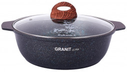 Жаровня KUKMARA жгг31а а/пр литая 3,0л стекл/кр Granit ultra blue