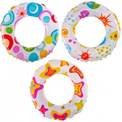 Круг для плавания INTEX Круг надувной для плавания 51 см. Цветные рыбки Новый дизайн (3 вида). Арт. 59230NP