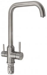 Смеситель кухонный MAGNUS 91115 Смеситель кухонный Г-образный гусак шаровый с двойным выпуском воды для фильтра нерж.ст