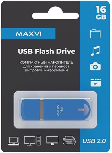 MAXVI P3 16GB sky blue, монолит с колпачком, ABS пластик, USB 2.0