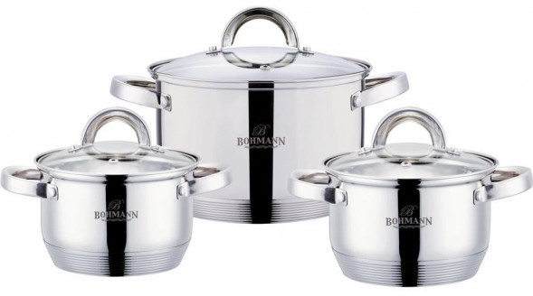 Набор посуды BOHMANN BH - 06-395 /6пр/2,9л; 3,9л; 5,1л /9-ти шаговое дно (х4)