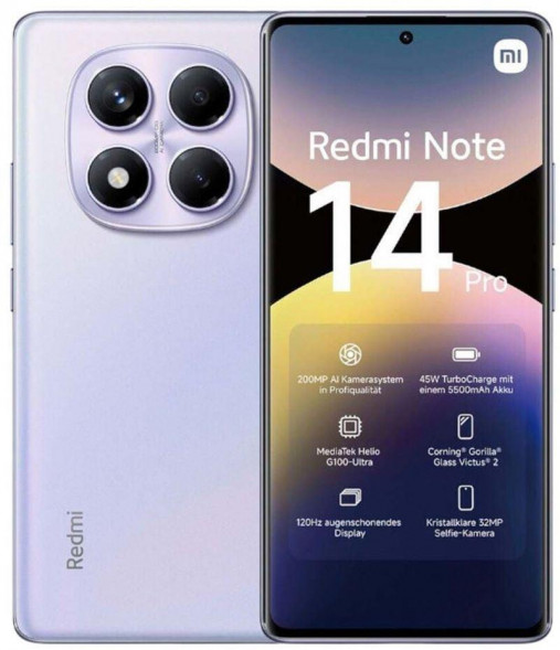 Смартфон XIAOMI Redmi Note 14 Pro 12+256Gb фиолетовый (MZB0IVWRU)