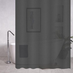 Штора САНАКС 06-12 Штора для ванной комнаты, ГРАФИТ матовая, рельефная, с кольцами, 180 х180 см. PEVA