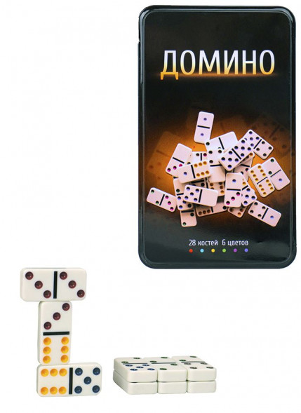 Настольные игры NO NAME ДОМИНО пластиковое (19х11.5х3.5 см) в металл. коробке (Арт. AN02564)
