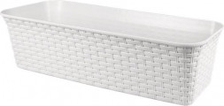 Балконный ящик VIOLET &quot;Ротанг&quot; 63см с дренажем (белый) 356006