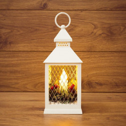 NEON-NIGHT (513-042) Декоративный фонарь со свечкой, белый , 10.5х10.5х24 см, цвет Теплый