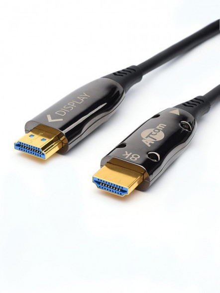 Кабель HDMI ATCOM (AT8875) Кабель HDMI 50 м (HIGH speed, Metal gold, Optical) 8K VER 2.1