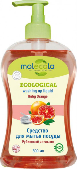 Средство для мытья посуды MOLECOLA Средство для мытья посуды Ruby Orange Рубиновый апельсин 500 мл, 9004