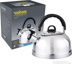 БЕЗ ТМ Чайник Casual, объем 2,7 л, из нерж стали со свистком, зеркальная полировка, (004260) БЕЗ ТМ Чайник Casual, объем 2,7 л, из нерж стали со свистком, зеркальная полировка, (004260)