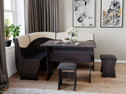 Кухонный уголок BONMEBEL Уют-2 Кухонный уголок венге/шоколад-бежевый (3 кор.)