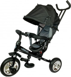 Игрушка VELOBIBI Велосипед трёхколесный с ручкой (колеса EVA размер 10 /8 ) черный ВЛ-0684 ПП-00216008