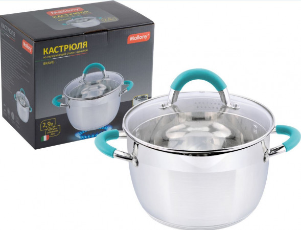 Кастрюля MALLONY Кастрюля BRAVO, объем 2,9 л, размер 18*11,5 см (005429)