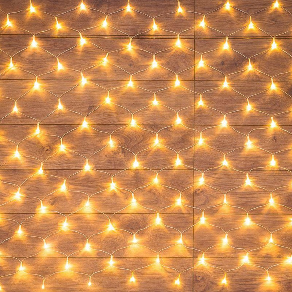 Гирлянда NEON-NIGHT (215-106) СЕТЬ 1,5х1,5 м, прозрачный ПВХ, 96 LED теплый белый, IP20, с контроллером, не соединяется