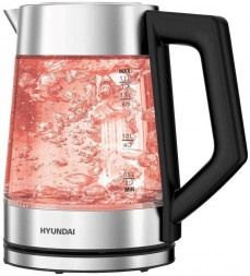 HYUNDAI Чайник электрический HYK-G4402 1.7л. 2200Вт черный/серебристый корпус: стекло