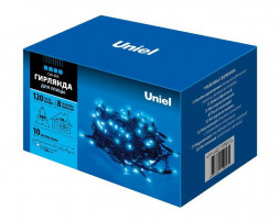 Гирлянда UNIEL (UL-00005262) ULD-S1000-120/DBA BLUE IP67 Гирлянда светодиодная с контроллером, 10м. 120 светодиодов. Синий свет. Провод черный. ТМ Uniel