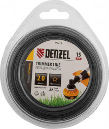Леска для триммера DENZEL Леска для триммера двухкомпонентная звезда, 2,0мм х 15м, блистер EXTRA CORD 96216