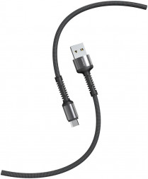 Кабель SMARTBUY (iK-12-S26bg) S26 MicroUSB черн./сер., 3 А,QC,нейл.,1м