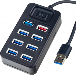 USB разветвитель PERFEO (PF D0807) USB-HUB 1 Port 3.0+7 Port 2.0 (PF-H050 Black) чёрный