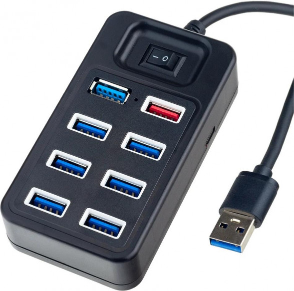 USB разветвитель PERFEO (PF D0807) USB-HUB 1 Port 3.0+7 Port 2.0 (PF-H050 Black) чёрный
